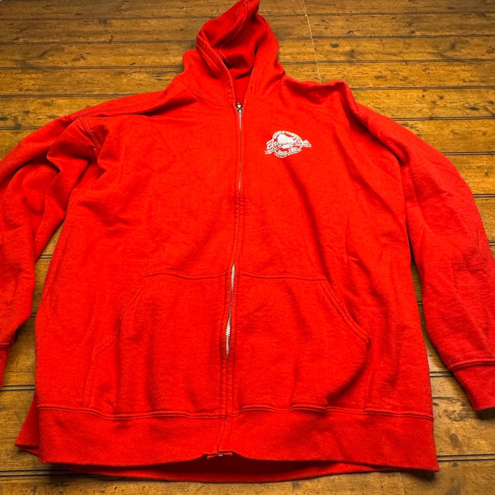 Brat Stop Kenosha WI Zip Up Hoodie Red Gildan‎ Heavy Blend Sweatshirt 2XL